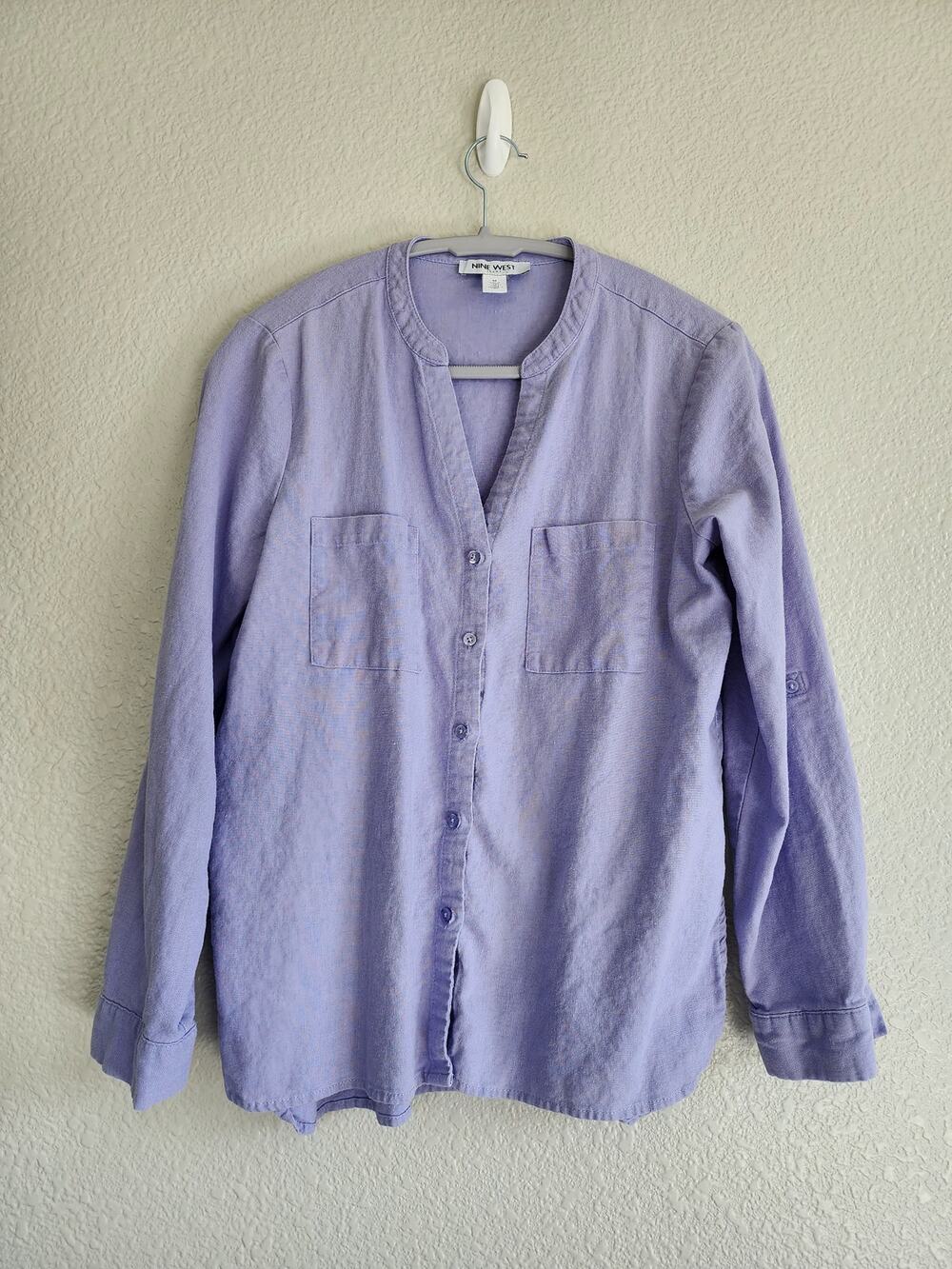 Lavender Oversized Button Down long sleeve/ Mandarin style collar